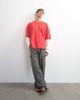 Topman Topman relaxed fit crop layered T-shirt with waffle sleeves in washed red - 3