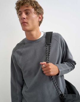 Topman Topman relaxed fit crop long sleeve T-shirt with panel detail in washed gray