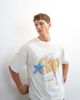 Topman Topman relaxed fit crop vintage Rays print T-shirt with distressing in ivory-White - 1