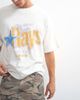 Topman Topman relaxed fit crop vintage Rays print T-shirt with distressing in ivory-White - 4