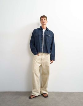 Topman Topman relaxed fit denim overshirt in raw-Blue