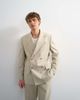 Topman Topman relaxed fit double breasted striped blazer in stone-Neutral - 2