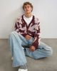 Topman Topman relaxed fit fluffy floral cardigan in burgundy-RED - 1