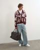 Topman Topman relaxed fit fluffy floral cardigan in burgundy-RED - 4