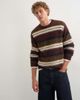 Topman Topman relaxed fit fluffy striped knitted sweater in burgundy-RED - 1