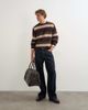 Topman Topman relaxed fit fluffy striped knitted sweater in burgundy-RED - 2