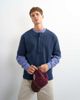 Topman Topman relaxed fit jersey twill baseball henley shirt in navy - 1