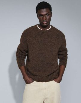 Topman Topman relaxed fit loose knit sweater in brown