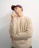 Topman Topman relaxed fit loose knit sweater in stone-Neutral - 4