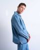 Topman Topman relaxed fit over the head denim shirt in mid wash-Blue - 1