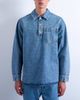 Topman Topman relaxed fit over the head denim shirt in mid wash-Blue - 3