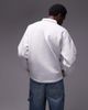Topman Topman relaxed fit sweatshirt polo in ice gray heather - 3