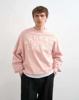 Topman Topman relaxed fit sweatshirt with chenille embroidery in washed pink