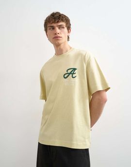 Topman Topman relaxed fit T-shirt with Amor embroidery in washed yellow-Neutral