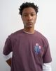 Topman Topman relaxed fit t-shirt with front and black floral embroidery in purple - 1