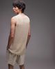 Topman Topman relaxed fit textured knit tank top in stone-Neutral - 4