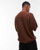 Topman Topman relaxed floral applique revere knitted shirt in brown - 4
