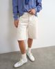 Topman Topman rigid baggy denim shorts in bone-White - 2