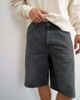 Topman Topman rigid baggy denim shorts in washed black - 3