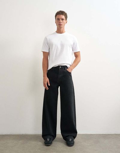 Topman Topman rigid baggy fit jeans in black