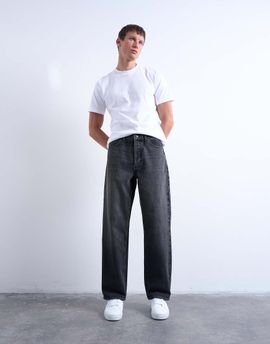 Topman Topman rigid baggy jean in washed black