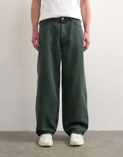 Topman Topman rigid baggy jeans in green