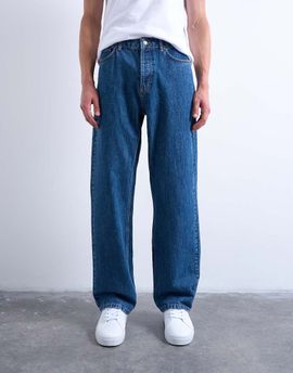 Topman Topman rigid baggy jeans in mid wash-Blue