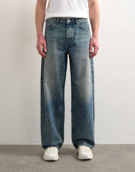 Topman Topman rigid baggy jeans in mid wash tint-Blue