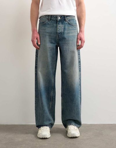 Topman Topman rigid baggy jeans in mid wash tint-Blue