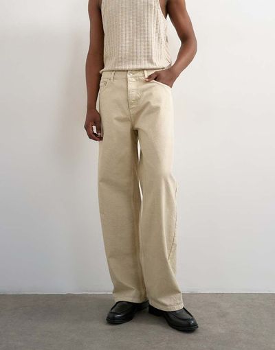 Topman Topman rigid baggy jeans in oat-Neutral