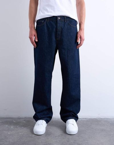 Topman Topman rigid baggy jeans in raw-Blue
