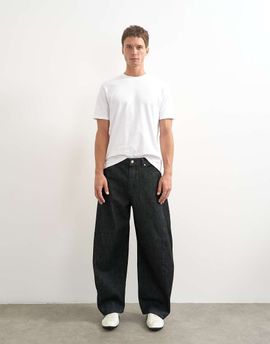 Topman Topman rigid barrel fit jeans in raw black