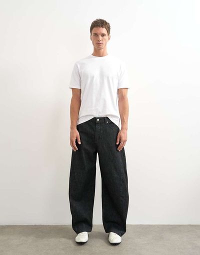 Topman Topman rigid barrel fit jeans in raw black