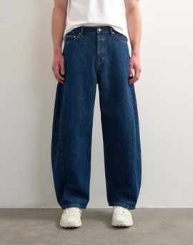 Topman Topman rigid barrel jeans in dark wash-Blue