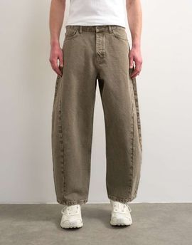 Topman Topman rigid barrel jeans in light brown-Green