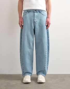 Topman Topman rigid barrel jeans in light wash-Blue