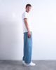 Topman Topman rigid barrel jeans in mid wash-Blue - 3