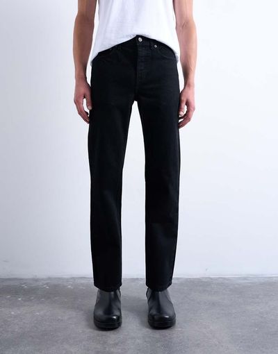 Topman Topman rigid straight leg jeans in black