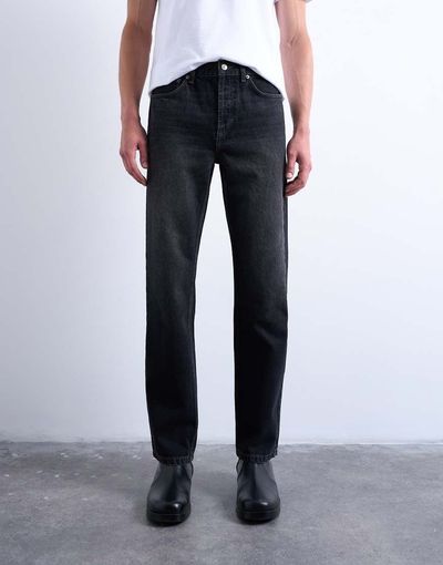 Topman Topman rigid straight leg jeans in washed black