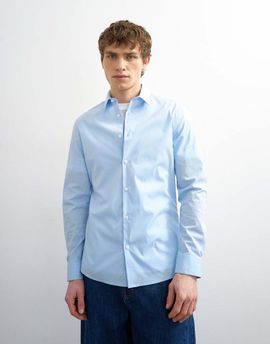 Topman Topman slim fit long sleeve formal stretch shirt in light blue