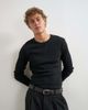Topman Topman slim fit rib long sleeve t-shirt in black - 1