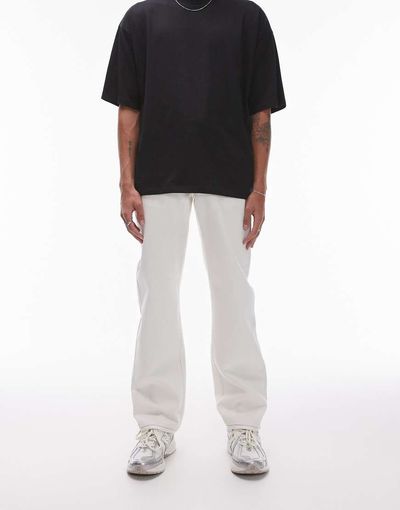 Topman Topman straight fit jeans in ecru-White