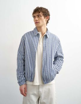 Topman Topman textured harrington jacket in blue stripes