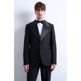 Topman Topman Wide Lapel Black Stretch Tuxedo Jacket 