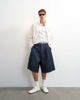 Topman Topman wide leg denim bermuda shorts with pronounced pleat in raw-Blue - 1