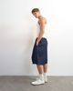 Topman Topman wide leg denim bermuda shorts with pronounced pleat in raw-Blue - 3