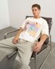Topman Topman x Akilah boxy fit crop abstract scenic graphic T-shirt with embroidery in ecru-White - 1