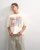 Topman Topman x Akilah boxy fit crop abstract scenic graphic T-shirt with embroidery in ecru-White - 2