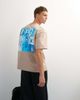 Topman Topman x Jing relaxed front and back mosaic graphic T-shirt with embroidery in stone-Neutral - 1