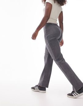 Topshop Hourglass Topshop Hourglass acid wash rib straight leg pants in charcoal-Gray